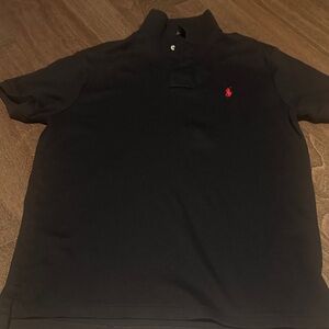 Polo by Ralph Lauren Black Polo Shirt with Red Logo-Size M Custom Slim fit